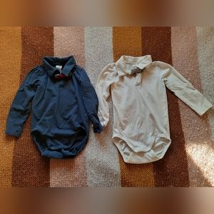 2 H&M 12-18m bowtie bodysuits